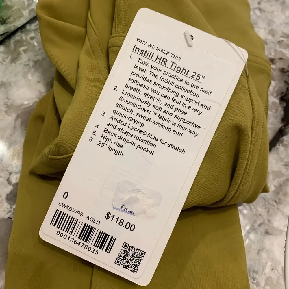 NWT New LULULEMON Instill HR High Rise Tight Legging Auric Gold AGLD 0